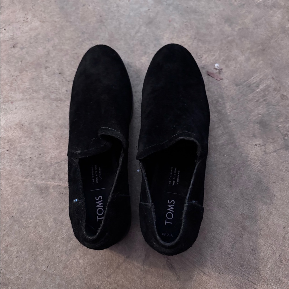 TOMS Black Suede Flats